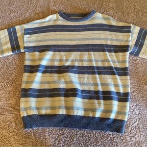 Blue and white striped sweater